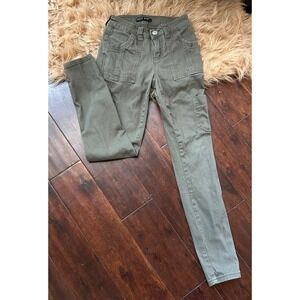 Hot Kiss Olive Green Cargo Pants‎ Utility Pockets Skinny Fit Women's Size 0